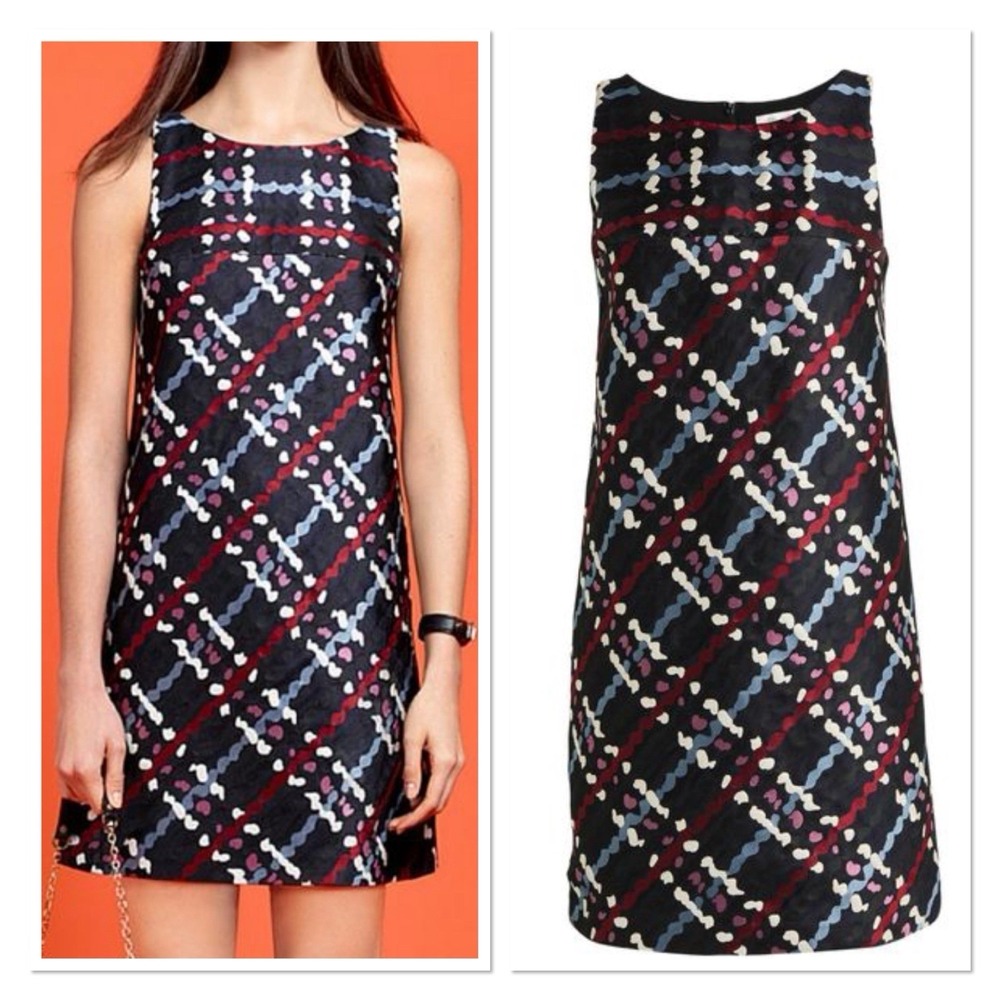 Paule Ka Midnight Mini Sleeveless Shift Dress Texture Check Career Chic Retro 40